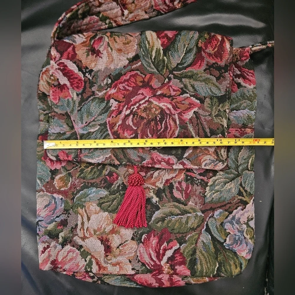 Vintage Maureen Kealy Custom Made In Canada Floral Tapastry Flap Shoulder Bag - Picture 7 of 13